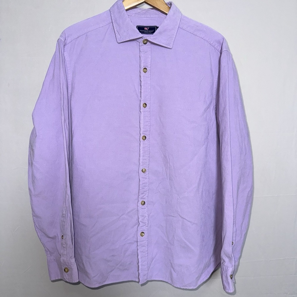 Vineyard Vines XL Organic Cotton Corduroy‎ Button-Up Shirt Purple Long Sleeve